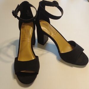 LC Lauren Conrad Black Ankle Strap Heels